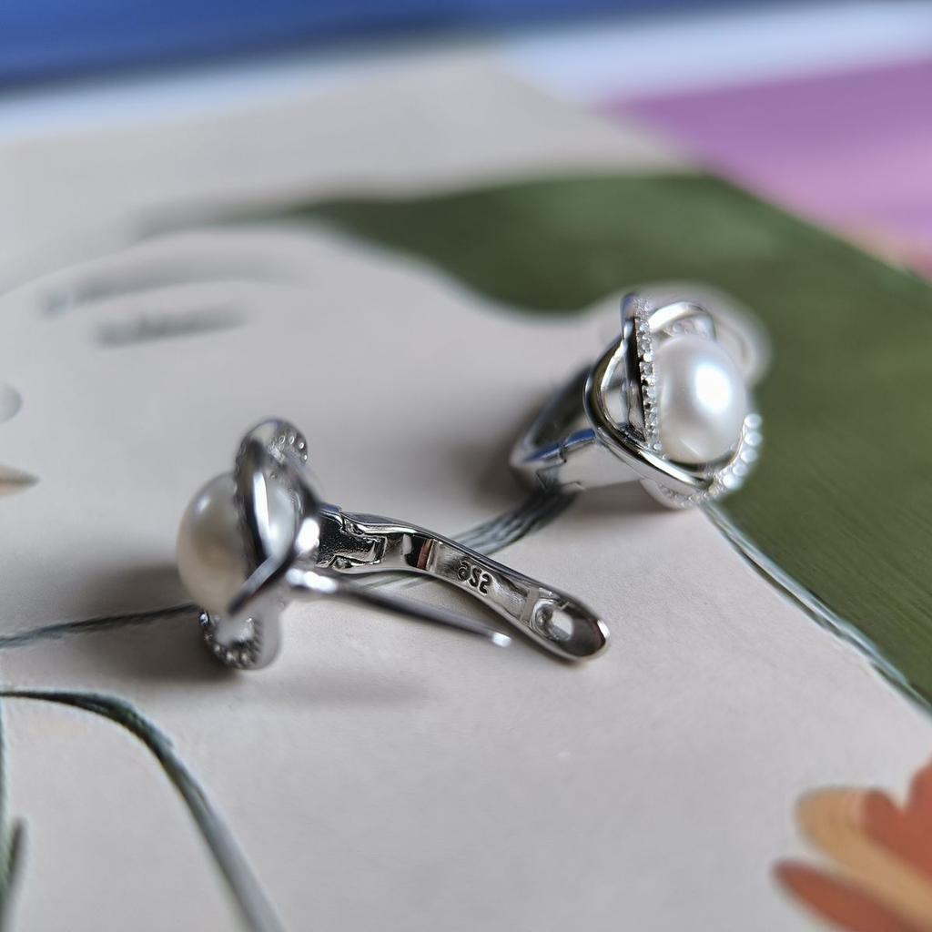 Серебряные серьги с натуральным жемчугом (2187004)