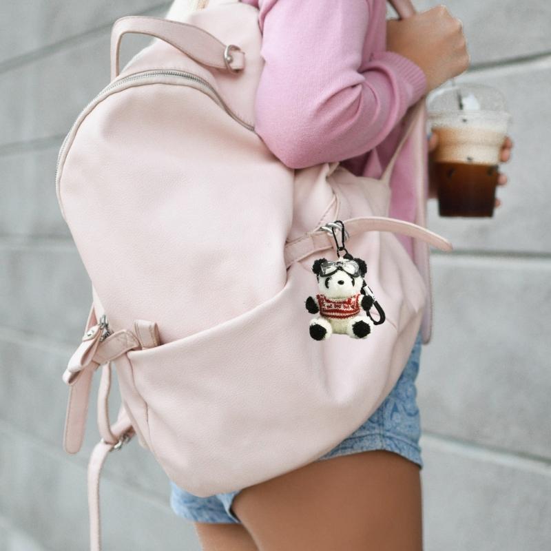 Adorable Pilot Bear Keychain Cute Flying Bear Pendant for Bags and Keys Pilot Panda Keyring Personalized Animal Decor