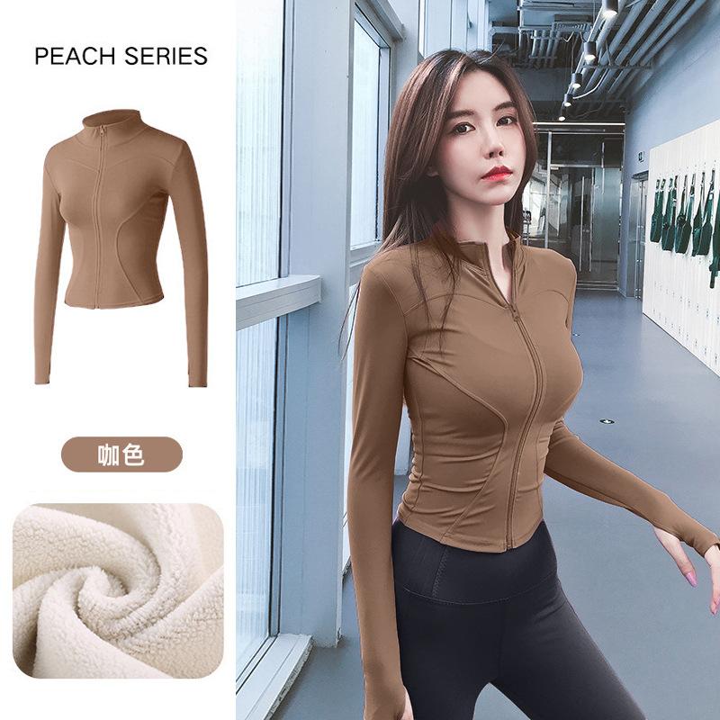 New spring velvet warm professional Pilates training yoga clothes top women's fitness running sports jacket