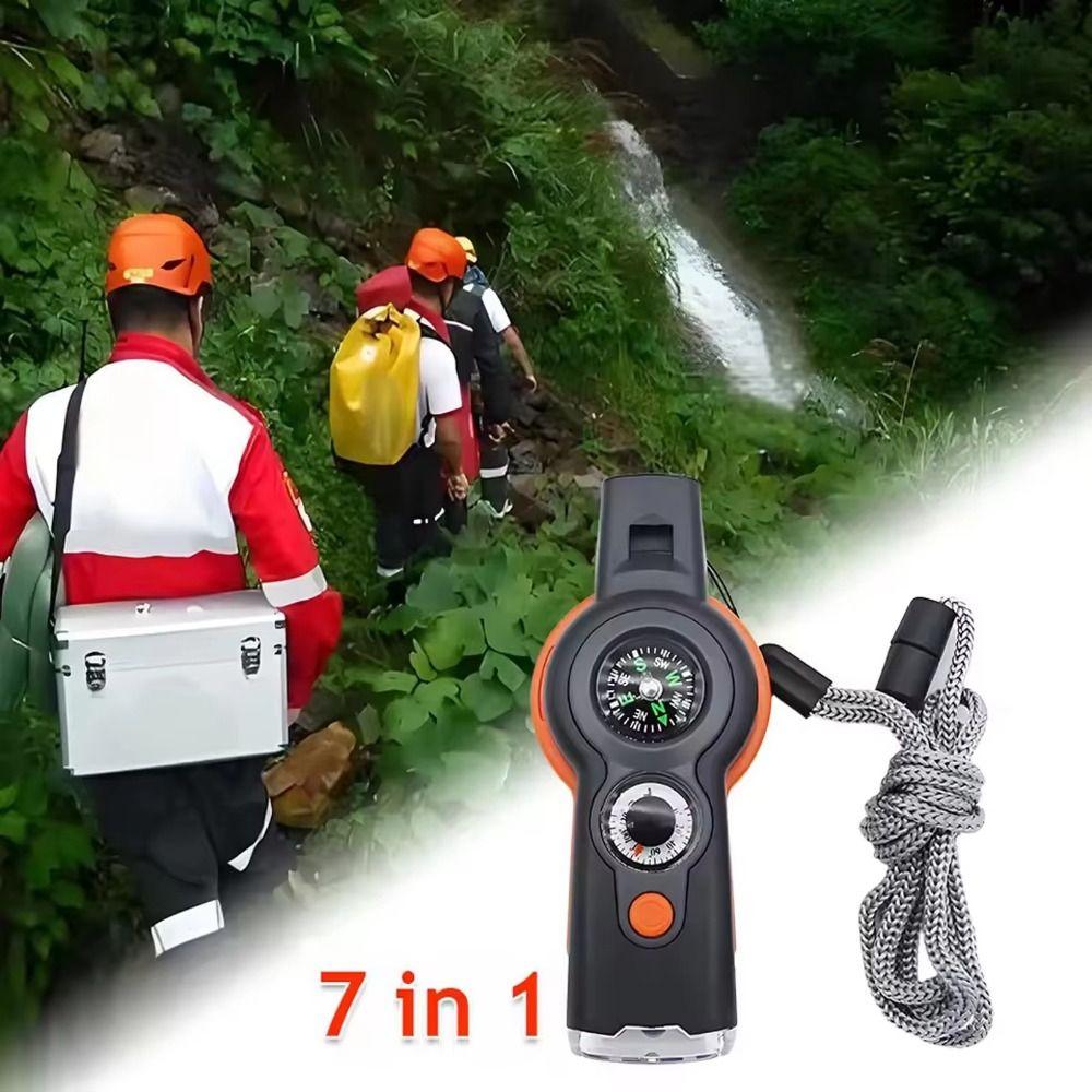 LED Light Survival Whistle Thermometer 7 in 1 Whistle Durable Emergency Whistle Emergency