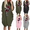 Женское свободное платье с карманами, женское повседневное платье с длинными рукавами, большие размеры