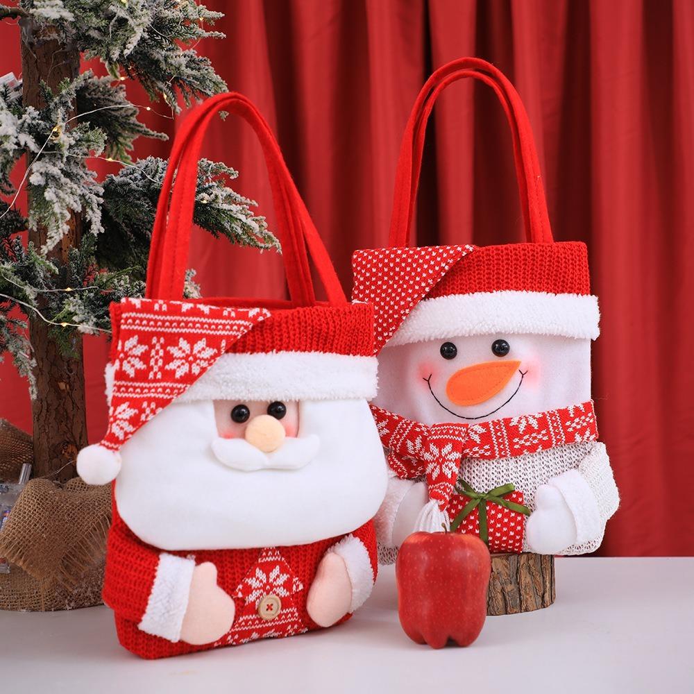 Cartoon Christmas Eve Apple Bag Handheld Xmas Candy Bag Christmas Tote Bags Xmas Ornaments