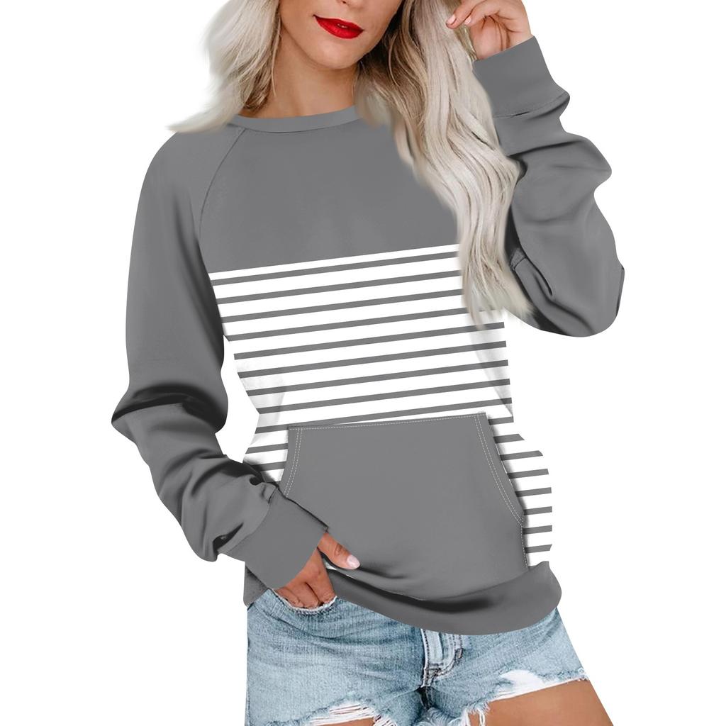 Женская толстовка с длинным рукавом, повседневная, с круглым вырезом, симпатичная, с принтом, легкая толстовка с карманом