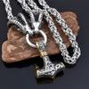 New European And American Men 'S Stainless Steel Viking Thor Ram Thor Hammer Pendant Necklace Fast Men 'S Jewelry