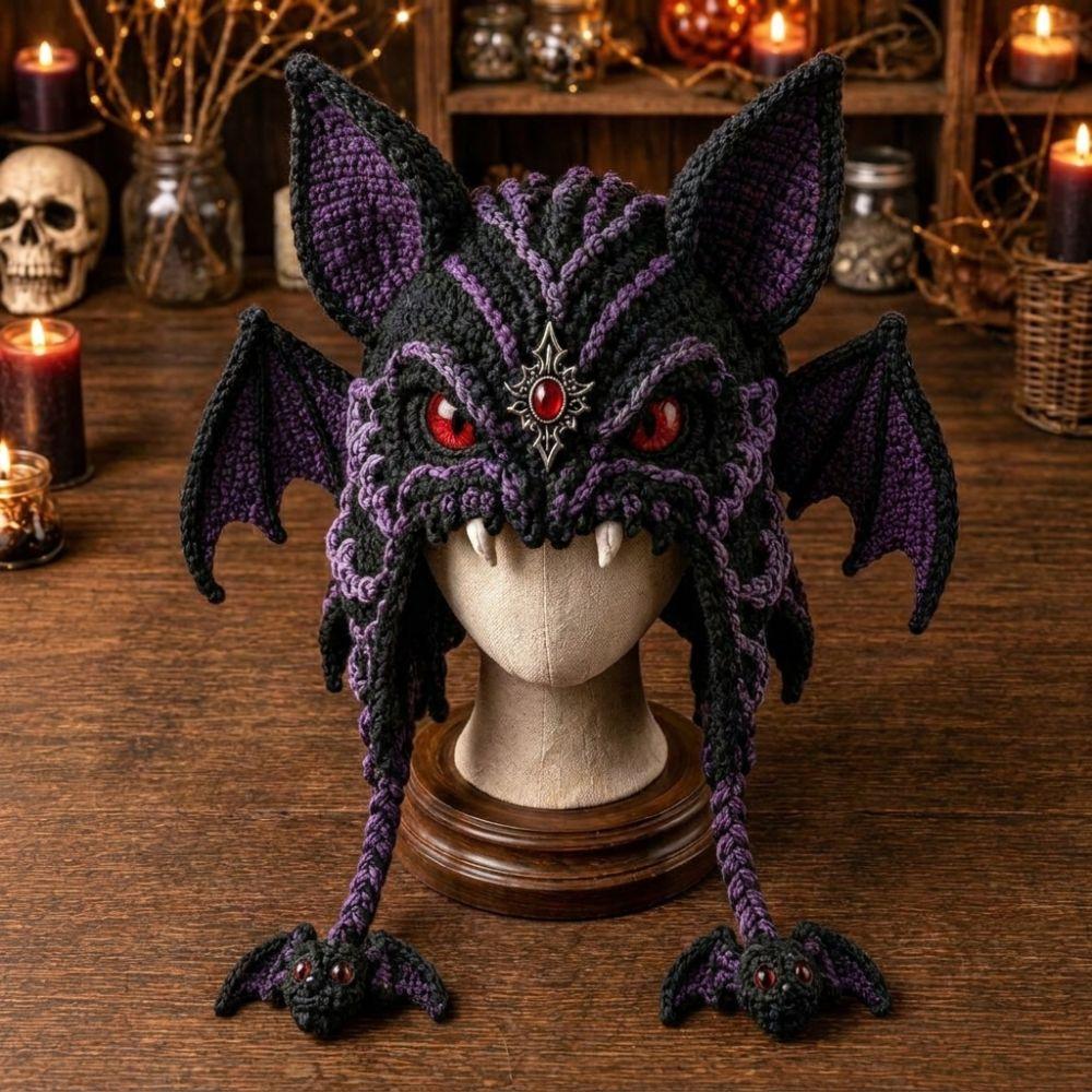 Warm Hand Knitting Animal Hood Set Handmade Halloween Animal Hat Holiday Gift