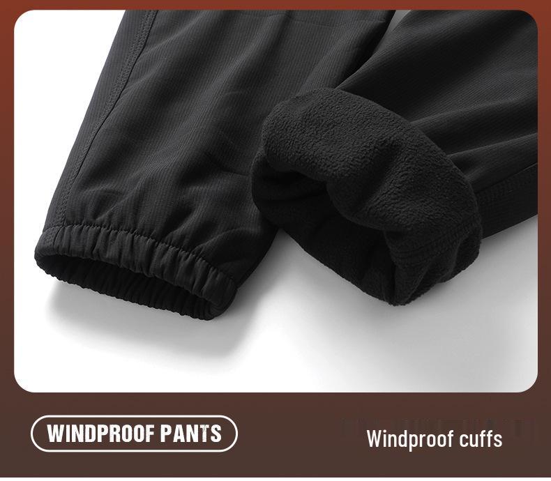 Осенне-зимние унисекс ветрозащитные софтшелл брюки для хайкинга с водонепроницаемой бархатной подкладкой, с возможностью нанесения логотипа