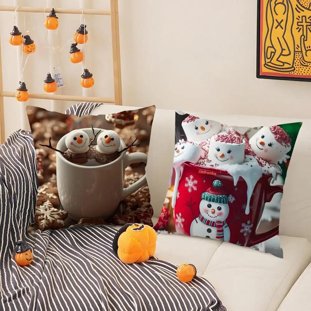 Creative Christmas Decorations For Cafes Coffee Third Pillow Case Silky Short Plush With Invisible Zipper Dustproof Sofa Cushion