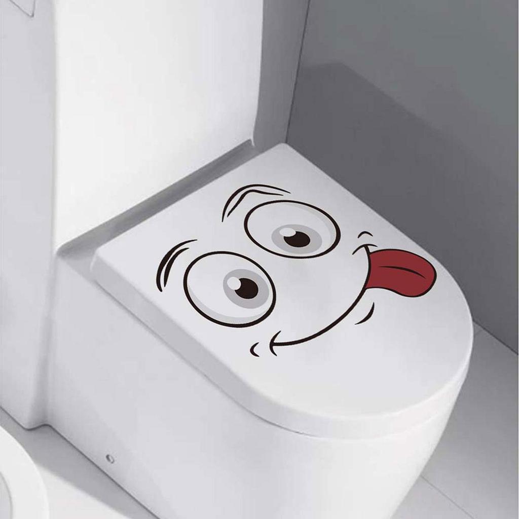Funny Smiling Face Toilet Sticker Wall Art Decor Removable Cute Waterproof Seat Lid