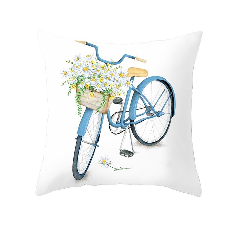 Flower and Grass Bicycle Pillow Cover for Home Ins Nordic Pillow Photo Small Fresh Cushion