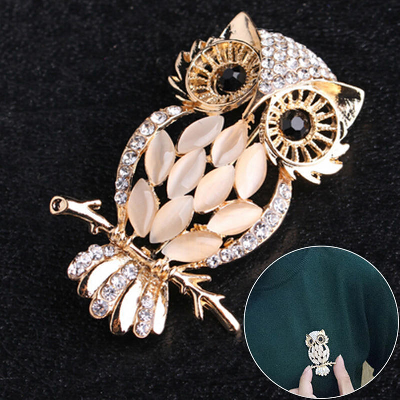 Big Owl Brooches Bouquet Vintage Wedding Hijab Scarf Pin Up Buckle Broches
