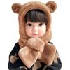 KAKELO Cold Weather Fur Knit Muffler Animal [KAKELO] Hat, Hat, Cap, Included, Baby, Kids, Fluffy, Bear, Ears, (Brown)
