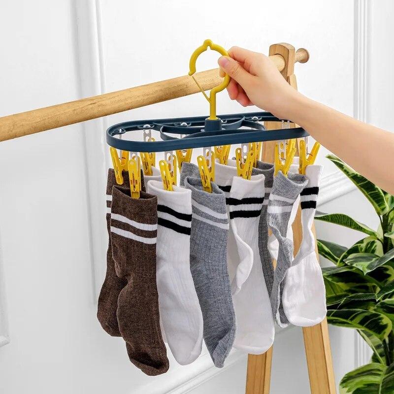 12 Clip Windproof & Non-slip Space-saving Clothes Shelf Shelf Shelf Shelf Dry Shelf Socks Clip Underwear Clip for Living Room and Bathroom KTY