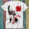 Japanese Woman Samurai Fan Art T Shirt Top Tee 455