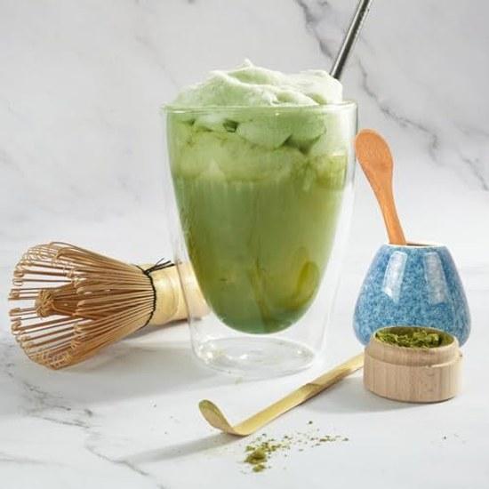 Chasen 100-Bon Stand Tea Ceremony Tools 4-Piece Set Matcha Powder Whisk Preparation Holder Chashaku Scoop