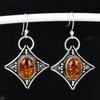 Natural Baltic Amber Gemstone Antique Earrings 925 Sterling Silver Earring, Boho Silver Jewelry Dangle Earrings, Gifts For Party Wear Gifts For Her