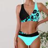 Women's Swimwear Bikini 2 Piece Swimsuit Backless Halter Beach Wear Yellow Flowers Print Bathing Suits Hanging Neck Swimsuit