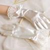 Lace Mesh Wedding Gloves Bow Pearl Chiffon Gloves Vintage Wedding Accessories  Prom Cosplay