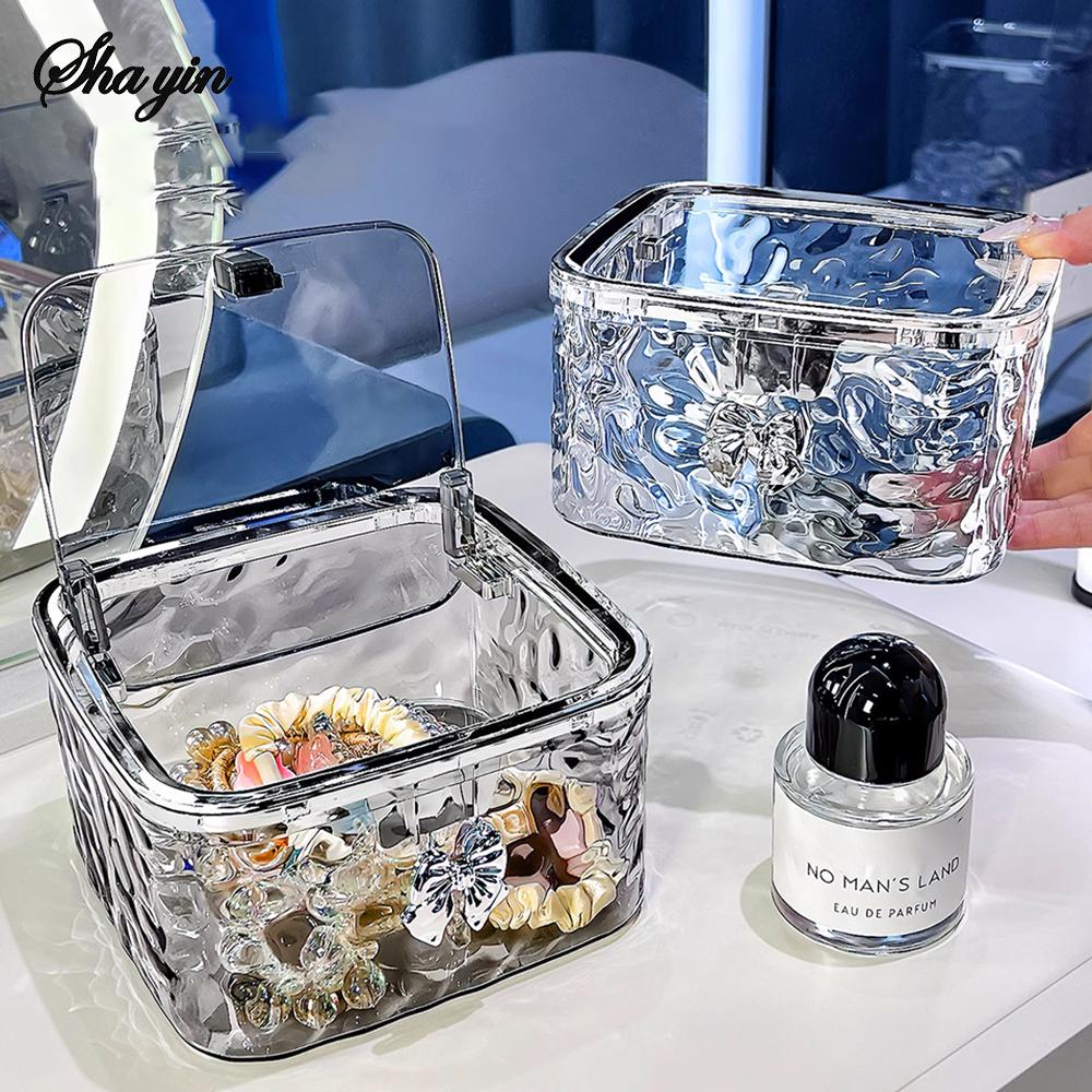 Коробка для хранения аксессуаров для волос, большая вместимость, прозрачный акрил, портативная коробка для хранения, органайзер для резинок и заколок для волос для девочки