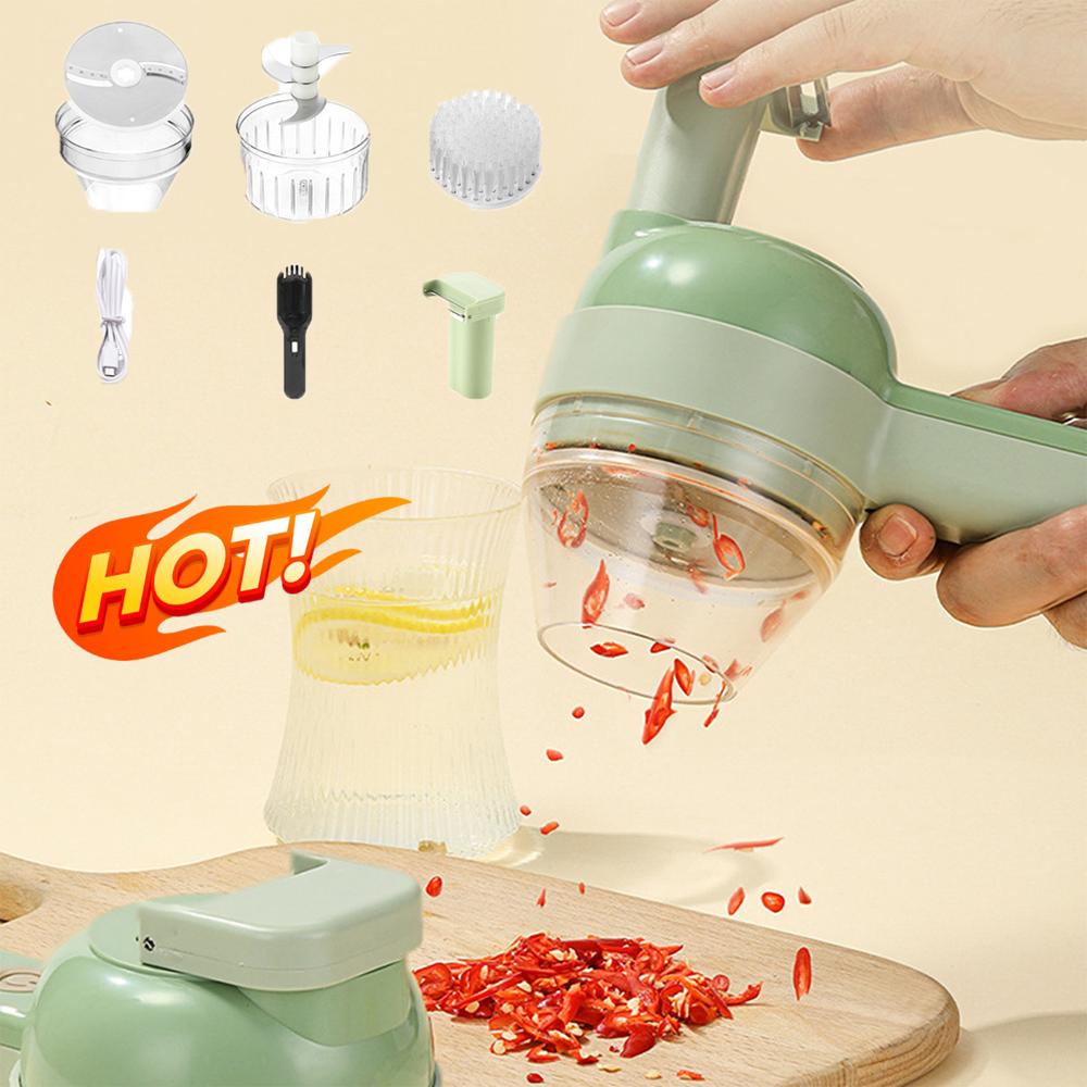 Multifunctional Electric Vegetable Cutter Slicer Rechargeable Garlic Mud Masher Garlic Chopper Cutting Pressing Mixer Food Slice