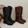Ретро ботильоны с пряжкой на ремне женские осенние новая мода универсальные летние на толстом каблуке ботинки в стиле вестерн ковбойские