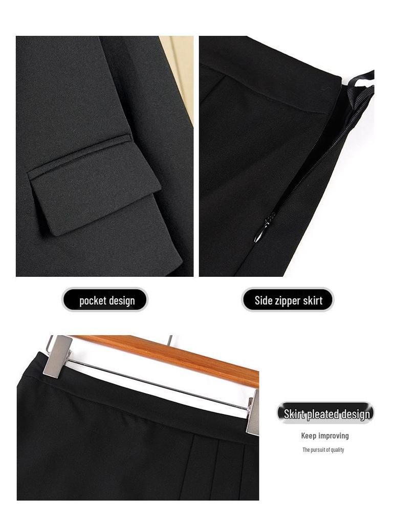 Профессиональный антивозрастной костюм-двойка для ранней осени, маленького размера, для собеседования, с юбкой миди