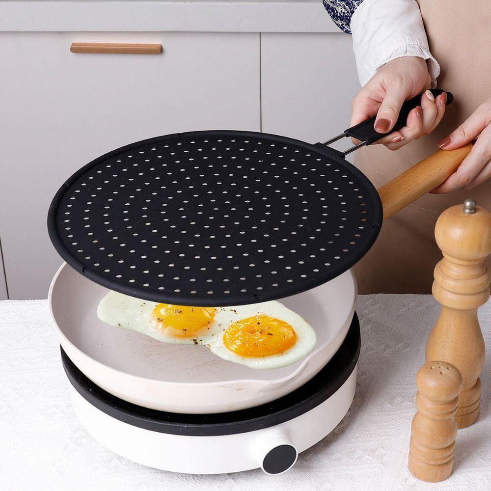 Splash-proof Silicone Splatter Screen with Handle Oil Splatter Guard Kitchen Gadgets
