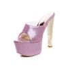 Sexy Slippers Women Summer Shoes Outdoor High Heels Platform Mules Ladies Luxury Designer Patent Golded Silver Sandals Lades