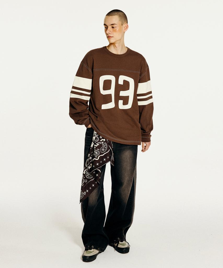 1993STUDIO 93 Logo Rugby Long Sleeve_Brown