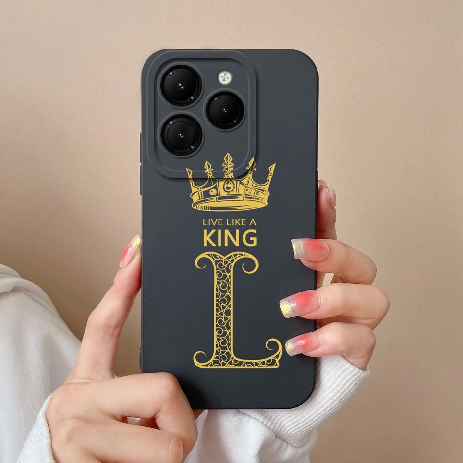Для Infinix Smart 8 Zero 30 Note 40 4G Hot 40 GT 20 Pro Itel S24 Чехол для телефона Бампер с защитой от падения Силиконовый мягкий чехол Модная Корона Король Буквы Матовая Капа