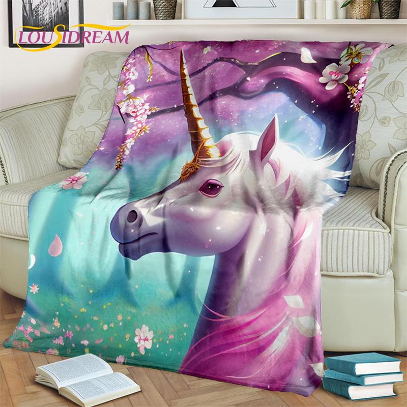Одеяло с 3D мультяшным милым единорогом для девочек, подарок на день рождения, мягкое одеяло для дома, спальни, кровати, дивана, дорожного чехла для пикника, детское одеяло