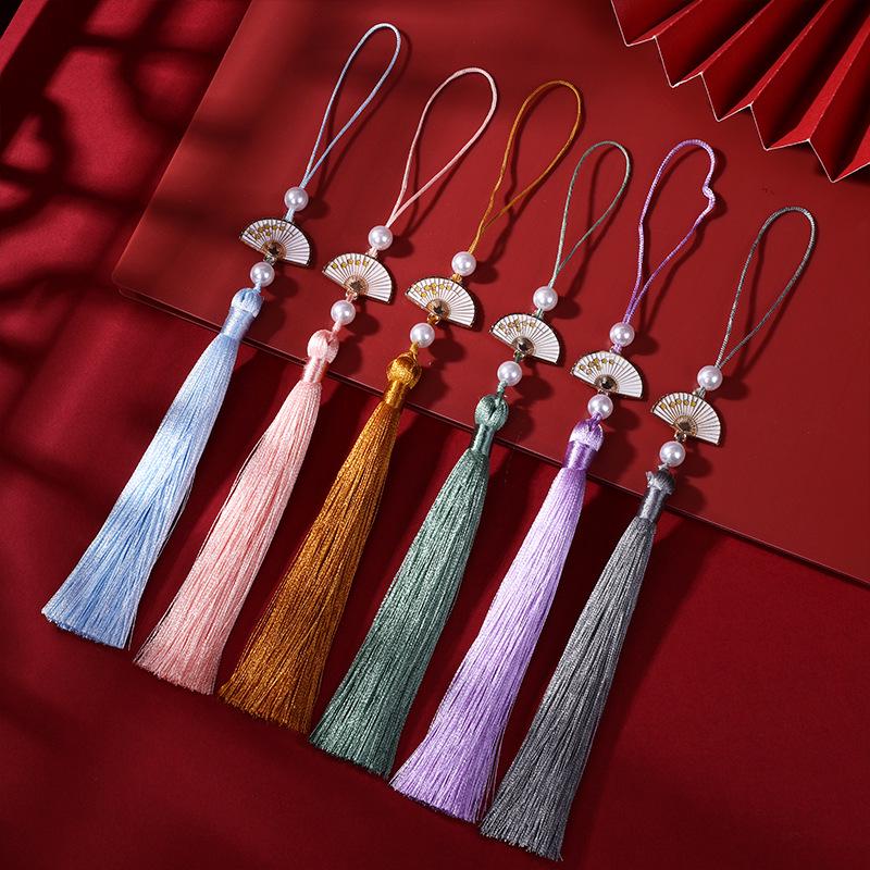 Pearl White Hanfu Style Tassel Pendant for Car or Bookmark