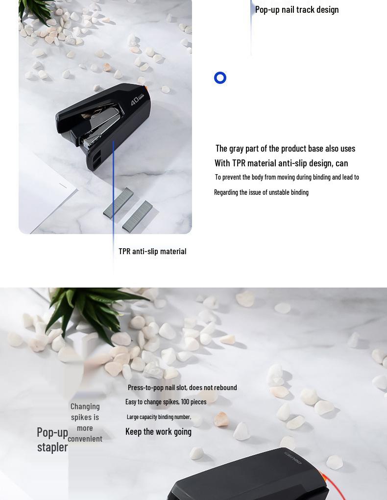 Deli Stationery Student & Office Labor-Saving Stapler, Large & Medium Sizes, Thickened Design