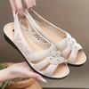 Ladies, Summer, Wedge Sandals, Comfortable, Breathable, Solid Color, Simple, Hollowed Out, Soft Bottom, Trendy, Casual, Mom Slippers