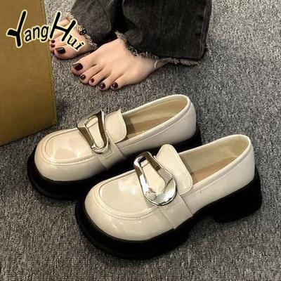 Туфли-лодочки в стиле ретро с толстой подошвой и увеличенным ростом для женщин 2024 года, модные повседневные простые универсальные однотонные туфли-лодочки Mary Janes на лето