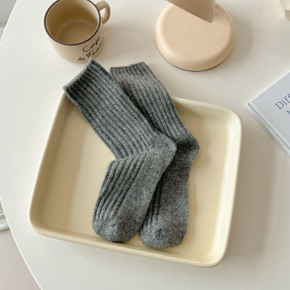 Winter Wool Socks Solid Color Sleep Socks Thickened Cotton Socks  Women