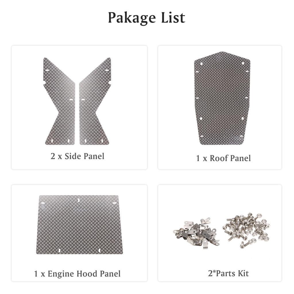 Compatible with Axial Wraith 90018 Aluminium Alloy Engine Hood Panel Roof Panel Side Panel Skid Plate RC Car Body