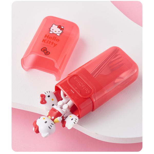 Shipping Johanne Hello Kitty 3D Three-dimensional Character Infant, Child, Corrective Chopsticks for Fork Practice, Spoon/fork 2-piece Set, Pink