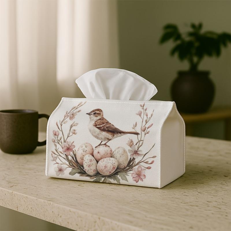 1pc Spring Bird Nest Design Easter Tissue Holders, Measuring 10.92*12.95*17.78 cm - Featuring Eggs And a Floral Wreath, Perfect for Wedding, Birthday,