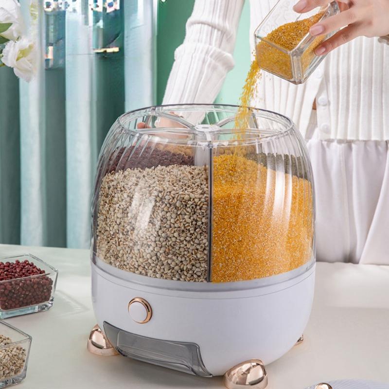 Вращающийся дозатор зерновых Вращающийся дозатор зерновых Контейнер для риса Диспенсер Контейнер большой емкости для хранения Ведро для риса