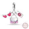 Sweet Romantic Princess Charms S925 Silver Pink Dress Lipstick High Heels Perfume Beads 3mm DIY Fine Jewelry Accessories