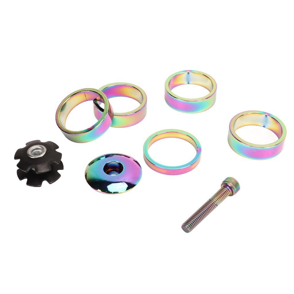 28.6mm Bike Headset Spacers Aluminum Alloy Colorful Stem Top Cap Headset Star Nut Set for Mountain