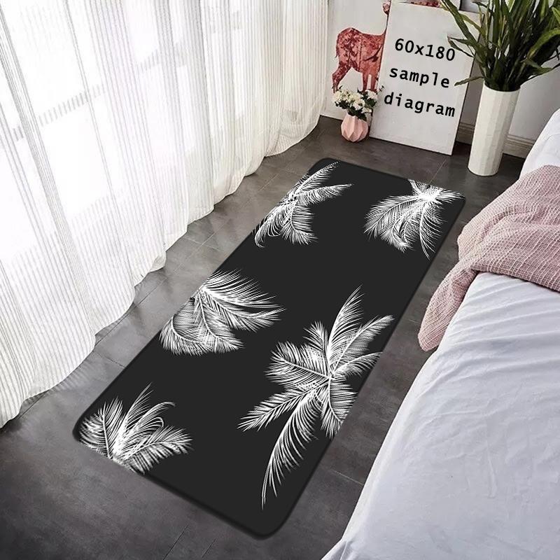 Floor Mat Nordic Tropical Leaf Pattern Non-slip Foot Rug Hallway Carpet Kitchen Water Absorbed Rugs Cozy Bedside Mats Home Decor
