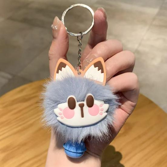 Брелок-подвеска с колокольчиком Лисий Меховой Лицевой Розовые Следы Лап Мягкий Плюшевый Брелок Сумки Рюкзаки Декоративные Аксессуары