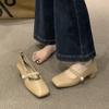 Square Head Mary Jane Shoes Women's Shoes Spring and Autumn 2025 New Thick Heel with French Style with Skirt Temperament Single Shoes