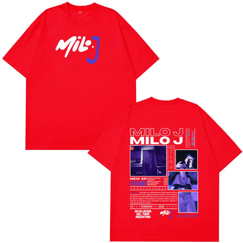 Rapper Milo J 166 Tour 2026 Album T Shi6rts Men Retro High Quality Short Sleeve Tshirts Oversized Tee Cotton TShirt Streetwear
