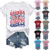 Womens 4th Of Ju-ly T-Shirts American USA Flag Patriotic Short Sleeve Casual Cute Butterfly Graphic Tees Blouses Tops