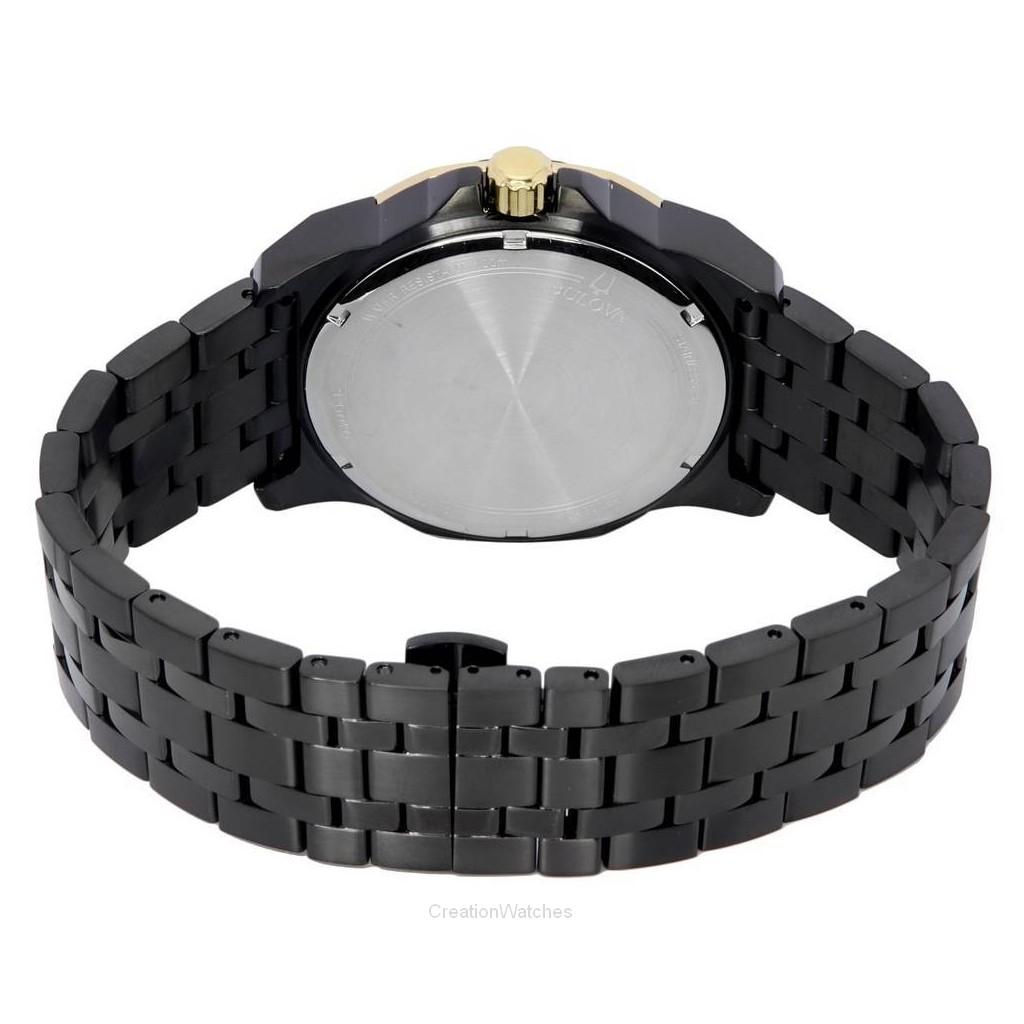 BULOVA Кварцевые мужские часы Marine Star с бриллиантами и черным циферблатом 98D176 100M