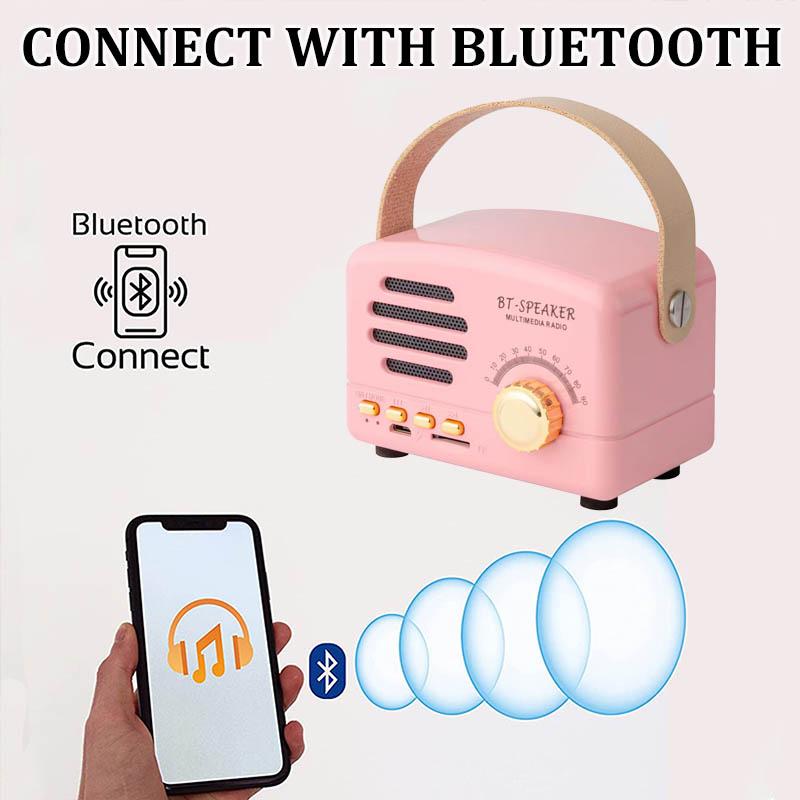 Ретро мини-FM-радио, классический FM-приемник, винтажный Bluetooth-динамик, тяжелый бас, сабвуфер, TF-плеер, перезаряжаемые радиоприемники в подарок