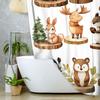 Animals Shower Curtain for Kids,Painted Tropical Animals Bathtub Curtain,Cartoon Cute Squirrel Raccoon Hedgehog Bathroom