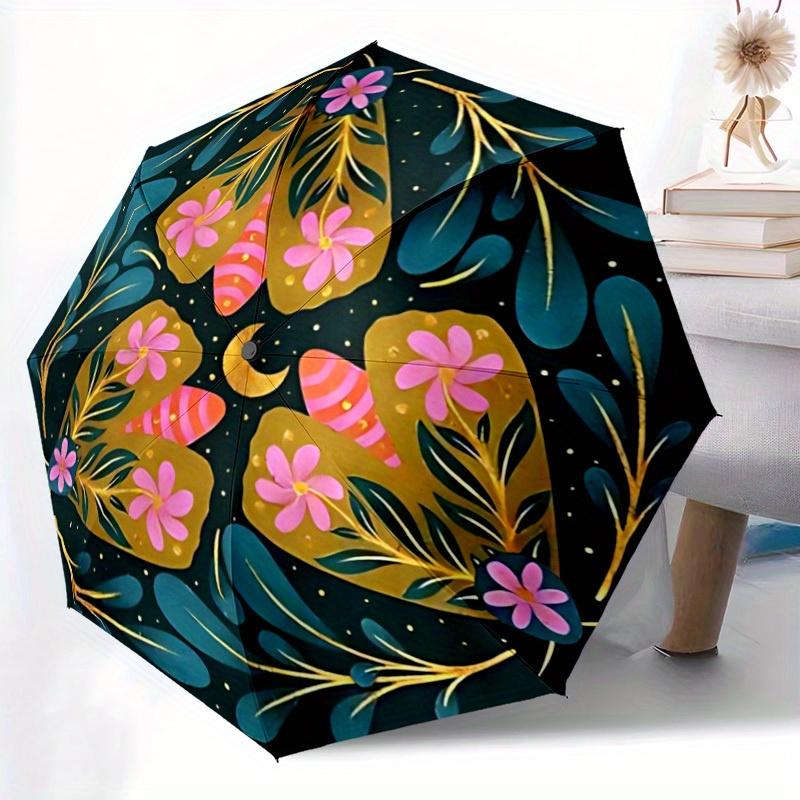 1pc Floral Mandala Print Automatic Open/close Folding Umbrella, Compact Portable Travel Umbrella, Durable Construction yy250809060